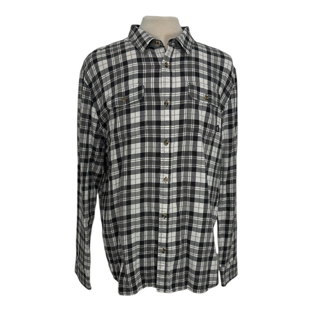 Vans Classic Fit Mens XXL Grey Flannel Shirt Button Up 100% Cotton Outdoor Skate